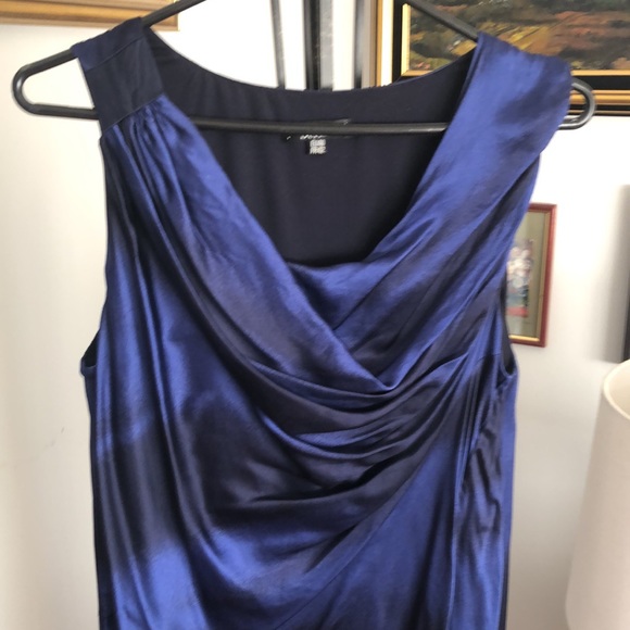 Stills Blue Silk Cowl Neck Bubble Hem Dress - Picture 2 of 10